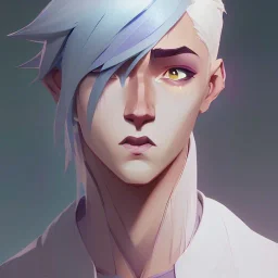 beautiful friendly fantasy young ethnic skinny male with lean muscles, strong jawline, full big lips, white short hair, in library, ⭐☁️, friendly slight smile, hd, uhd, full body, modern anime art style, epic anime key visual, Artstation trending, loish rossdraws artgerm, golden ratio, fake detail, trending pixiv fanbox, style of makoto shinkai studio ghibli genshin impact james gilleard greg rutkowski chiho aoshima