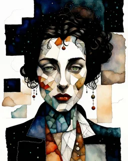 Weathering the storm, stone texture patchwork, watercolor and ink, intricate, elegant, Egon Schiele, Annigoni, Catrin Welz-Stein, debeh