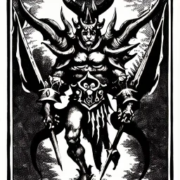 Devil demon satan king knights war code prophecy black and white