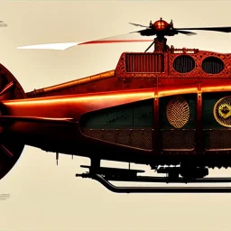 fullbody Drawing of 'sketch of Steampunk Helicopter',intricate detail,andrea bonelli,Kilian Eng,Ohrai,evan lee,Aleksandr Sidelnikov,KyuYong Eom,three quarters frontal aerial view,toned colors,16k