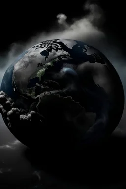 the earth covered in black smoke