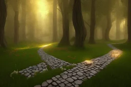 wooded stone lit path