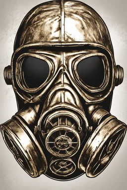 warrior portrait, Bronze metal gas-mask, comic style