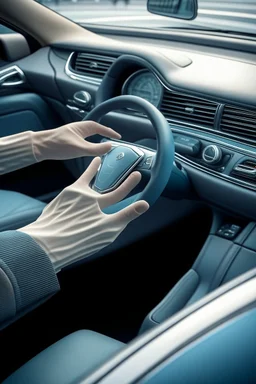 A car with a single human hand