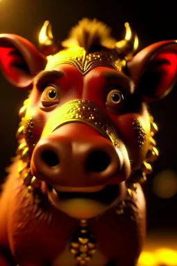 Pumbaa from the lion king with tusks in gold