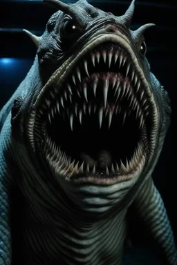 Moth / shark hybrid in a body horror movie