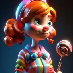candy girl, stylized 3d. pixar, cartoon