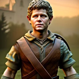 White Statue samwise gamgee, full body, Rome sculpture style, full body, details, fresco background, hyper realistic, 8k,