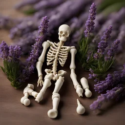 Medical screws used to connect bones, surrounded by lavender flowers, suggesting flexibility and health, cinematic scene, fine details.