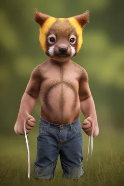 Wolverine toddler, full body, bokeh, hyper realistic