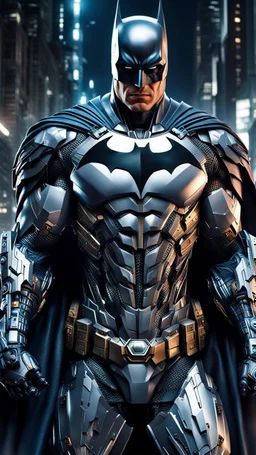 Batman cyborg, calidad ultra, full body, hiperdetallado, maximalista, increíble obra de arte