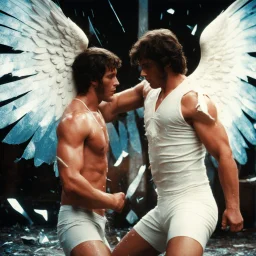 [Shattered Image, Shot the texture and then rewound the film and double exposed from multiple 1979 B colour series movie] Jacob wrestling with angel