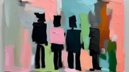 In an abstract and minimalist world, various characters go about their daily lives in unique and often dumb ways, unaware of the impending disaster that awaits them. Their silhouettes stand out against the monochromatic background, their movements creating dynamic shapes and textures. The artist employs an impasto technique, using thick layers of paint to emphasize the exaggerated forms and bold contours of the characters. As these dumb individuals continue with their reckless actions, they unwi