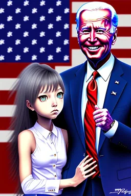 Joe Biden with an anime girl