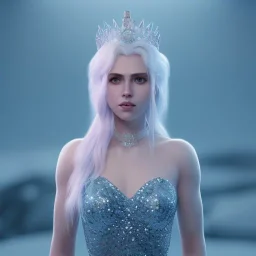 A portrait of a crystalised ice cold queen, atmospheric,fantasy, realistic, unreal engine 5, cinematic lighting, octane render.