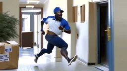 suspiciously looking Tyrone runs away with small delivered package apartment mailroom