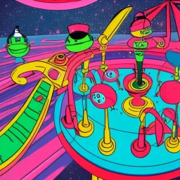 fun fair in space station of marvin the martian design by dr seuss