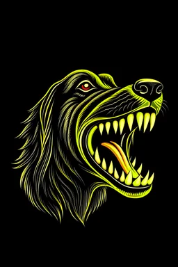 A cool side view of a dog with teeth showing vector logo with gold teeth grill