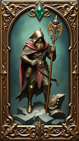 elven foot soldier gem card with ornate frame
