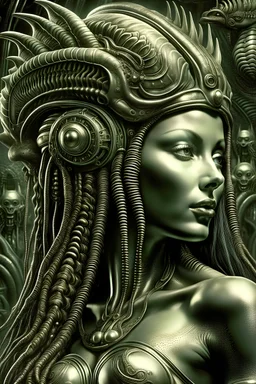 a picture of a swimming mermaid lady by HR Giger, award winning, zoomed-out