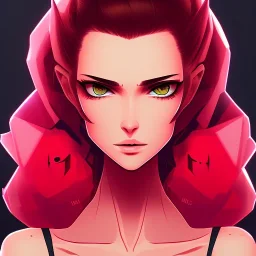 crystal clear blue eyes, and dark pink hair, dot eyebrows, woman, angry expression, pointy ears, long hair, sexy, young, beautiful