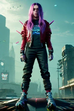 Billie Eilish, cyberpunk2077, booty, photorealistic