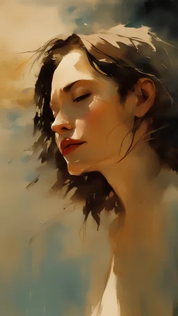 A beautiful woman coming out from water By Alex Maleev, And Miles Johnston, Elegant And Emotive Facial Expressions, Incorporating Delicate Washes And Mesmerizing Warm Tones, Truly Masterpiece Of Art, Golden Hour, Masterpiece, Alluring Expression, Intricate Artwork