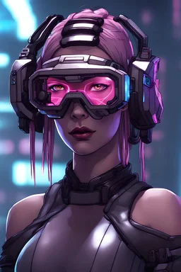Cyberpunk female netrunner 2077 tech goggles