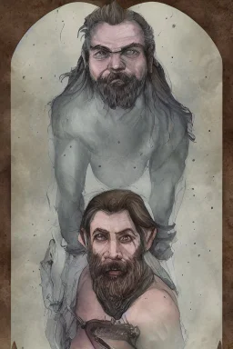 portrait, watercolour, realistic, illustration, dnd, dwarf, ghost, ethereal, lapis skin, see-through, transparent