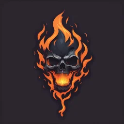 minimalistic burning screaming skull flame cyberpunk logo