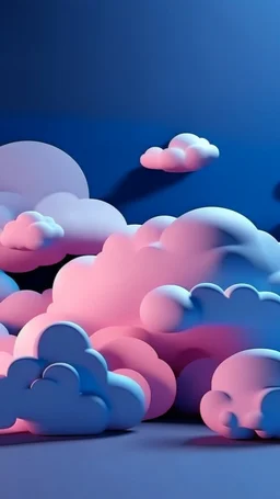 3d clouds with pastel colors like pink and lila the clouds use the entire screen with dark blue background