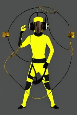 3D-Escher tiling in the background. Bronze color, Yellow, Black Cyan photograph Cyber-punk, full-mask, AKG-style big headphones, golden rings & disc, fencing mask. Selfie archer. Asa Akira, lightly armored, electronic circuits. Thick tights, thick calves, bend fell, wide hip, flat belly. Ancient artifact attached. Perfect body. Daft Punk, Tron Movie. Matrix movie clothes, Silver leather area, tippet, latex. Wicked sneakers. 1990's, old telephone microphone. Surreal. Minimal fashion Future