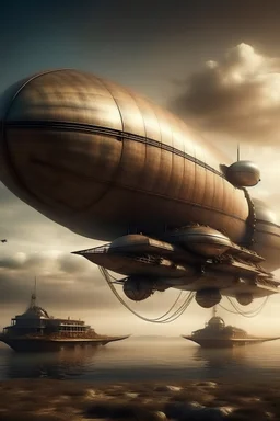 old robotic world with zeppelins