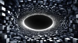 man made of cubes playing with cubes, pulled into a black hole, eyes, 8k, F2.8, RAW Photo, ultra detailed, ral-3dcubes