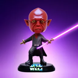 Bald Plastic mace windu purple jedi bobblehead with boots and hands