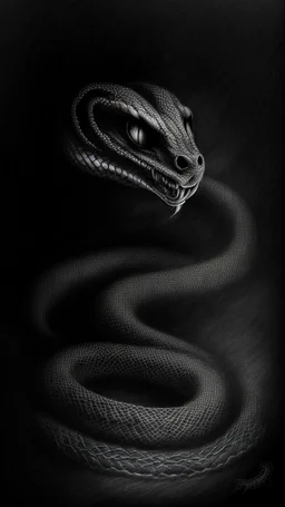 pencil drawing of snake, Spooky, scary, halloween, black paper