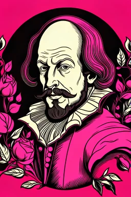 portrait of william shakespeare in pink color