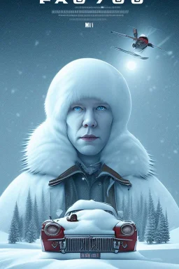 The movie poster for Fargo, snow blizzard