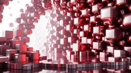 a stage structure made of mandelbulb 3d fractal made of metallic miror surface cubes , pertty artistc background