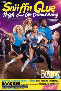 SNIFFIN’ GLUE magazine high res photo cover: Strictly Come Dancing: (special issue: badass dancers, March 2026) the badass air riding edition, bombing from the sky