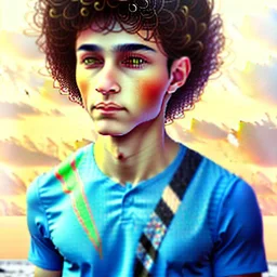 beautiful 12 year old arabic boy with curly hair and light blue eyes