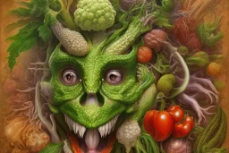 Dragonhead with vegetables like Arcimboldo