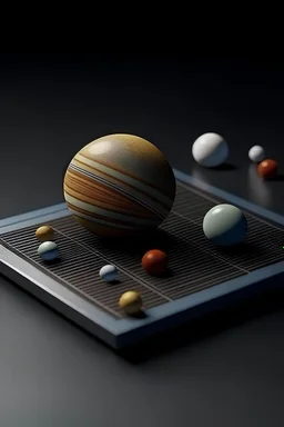 A miniature version of the solar system with a realistic and simple charm and a uniqueness for a poster