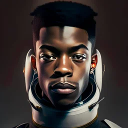 portrait of young male black man with pointy ears as a space pilot