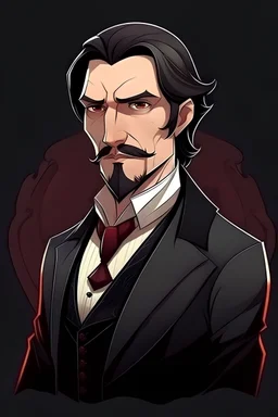 Handsome vampire butler with goatee and brown hair