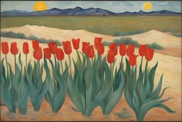 Tulips in the desert, dunes, Bedouin van gogh