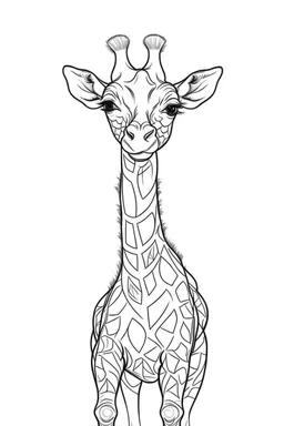 outline art for cute giraffe coloring pages, white background, sketch style, full body, only use outline, clean line art, white background, no shadows and clear and well