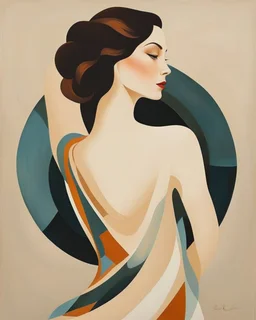 Esboço do corpo de uma mulher, with her back turned, and her arms are outstretched line fluid abstract, art style by Coco Vandi, retro minimal, trendy art, art style by Eckhart Tolle and Fabio Hurtado