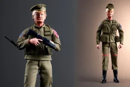 G.I. Joe doll soldier Donald Trump, gun,boots, helm, Trump facial detail,trump, beret