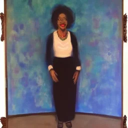 Full body portrait, painting, medium shot lady Style of Midnight Gospel